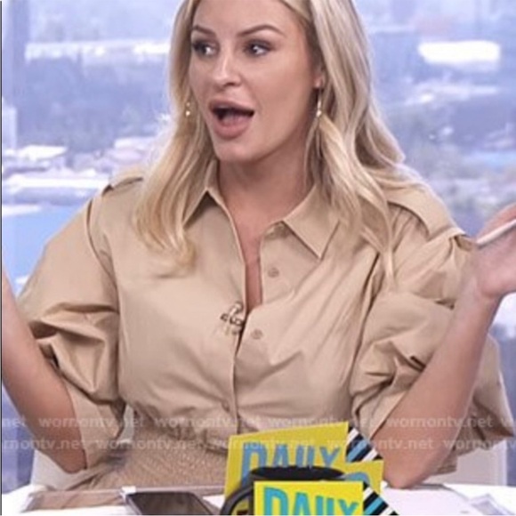 Maje Ralix Tie-Cuff Shirt Dress - Smocked Waist - Size 3 - Picture 4 of 14